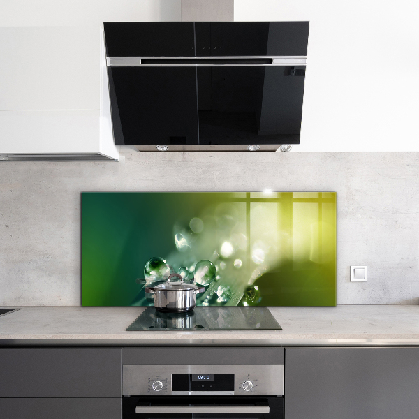 Kitchen wall panels Dew on green leaves