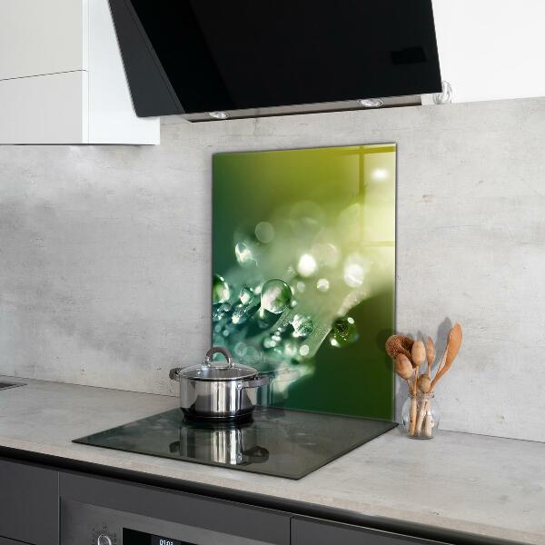 Kitchen wall panels Dew on green leaves