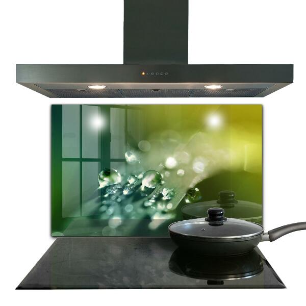 Kitchen wall panels Dew on green leaves