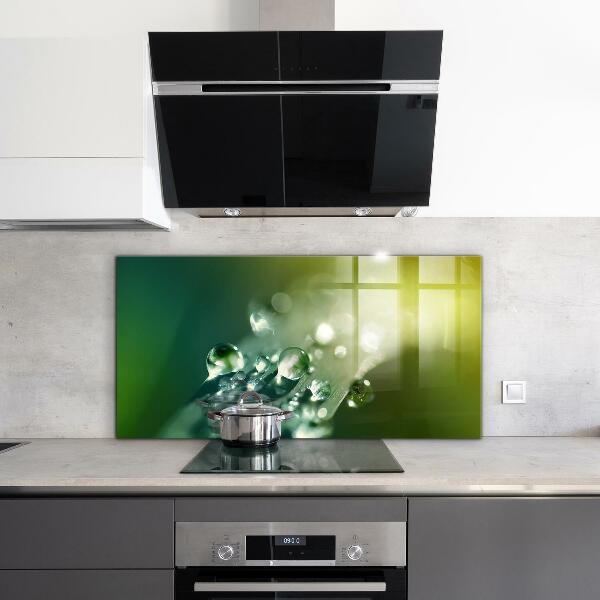 Kitchen wall panels Dew on green leaves