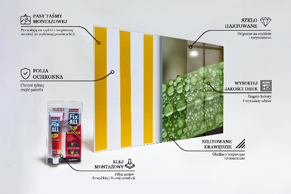 Kitchen wall panels Green leaf after rain