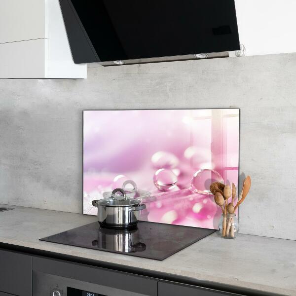 Kitchen splashback Dew drops on a pink flower