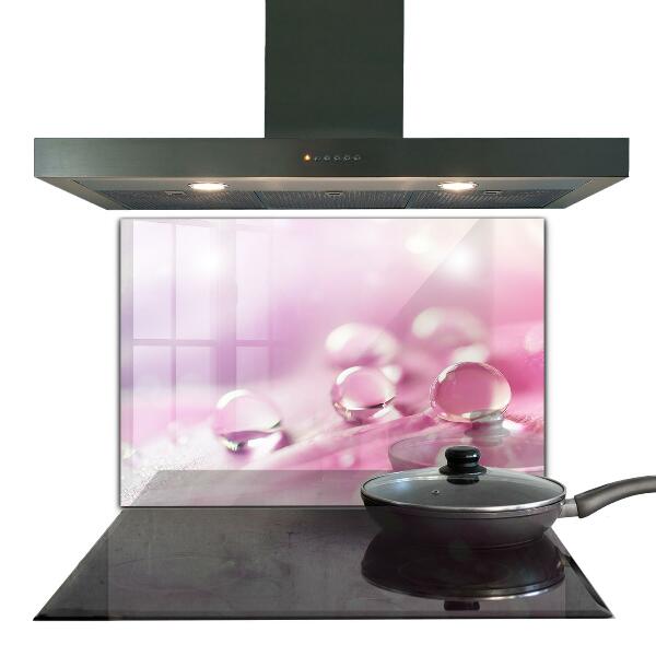 Kitchen splashback Dew drops on a pink flower