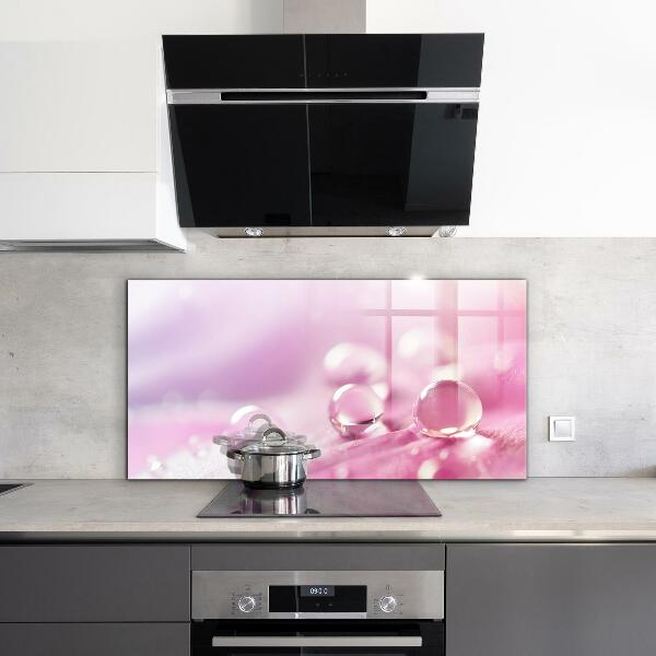Kitchen splashback Dew drops on a pink flower