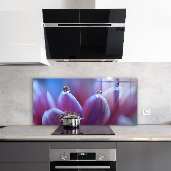 Kitchen splashback Dew drops purple flower