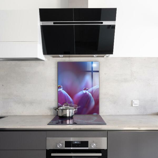 Kitchen splashback Dew drops purple flower