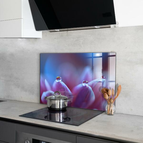 Kitchen splashback Dew drops purple flower