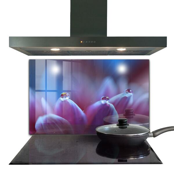 Kitchen splashback Dew drops purple flower