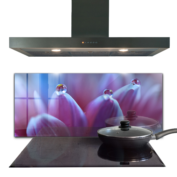 Kitchen splashback Dew drops purple flower