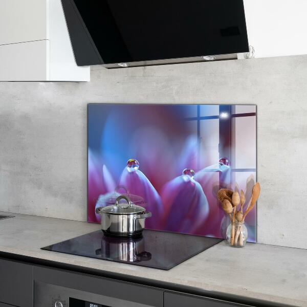 Kitchen splashback Dew drops purple flower