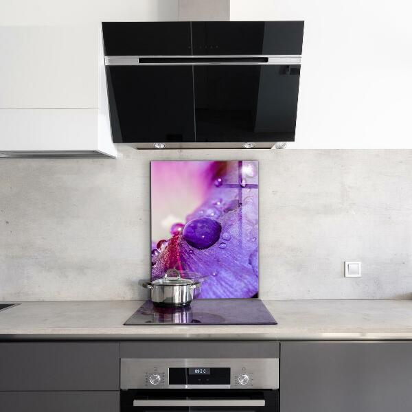 Kitchen splashback Purple flower with morning dew