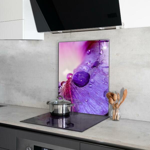 Kitchen splashback Purple flower with morning dew