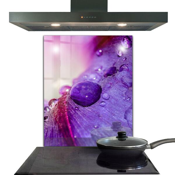 Kitchen splashback Purple flower with morning dew
