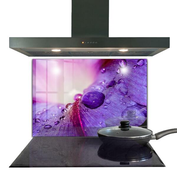 Kitchen splashback Purple flower with morning dew