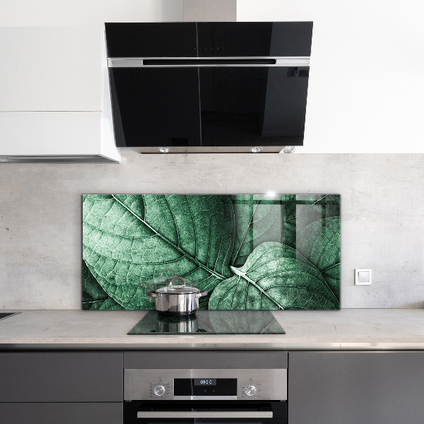 Kitchen splashback Green leaf details