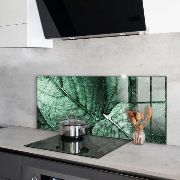 Kitchen splashback Green leaf details