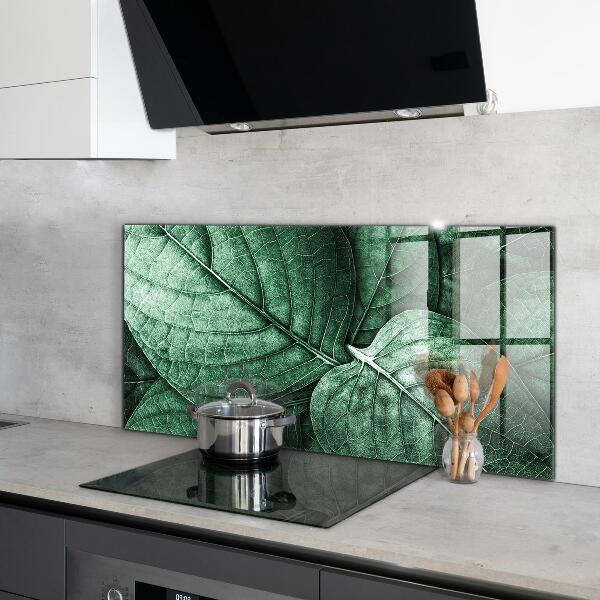Kitchen splashback Green leaf details