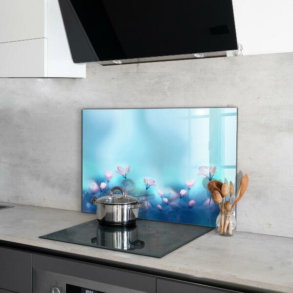 Kitchen splashback Flowers behind the morning fog