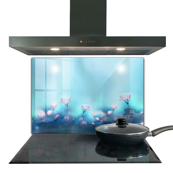 Kitchen splashback Flowers behind the morning fog