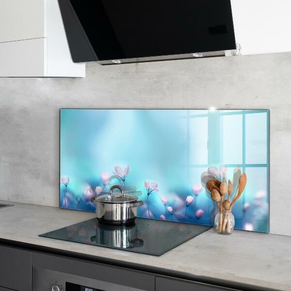 Kitchen splashback Flowers behind the morning fog