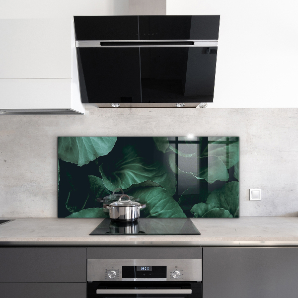 Kitchen splashback Dark green leaves