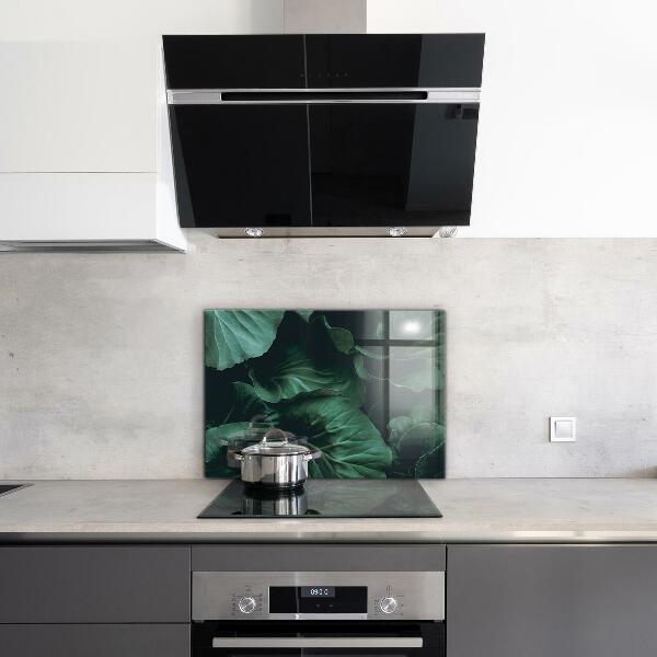 Kitchen splashback Dark green leaves