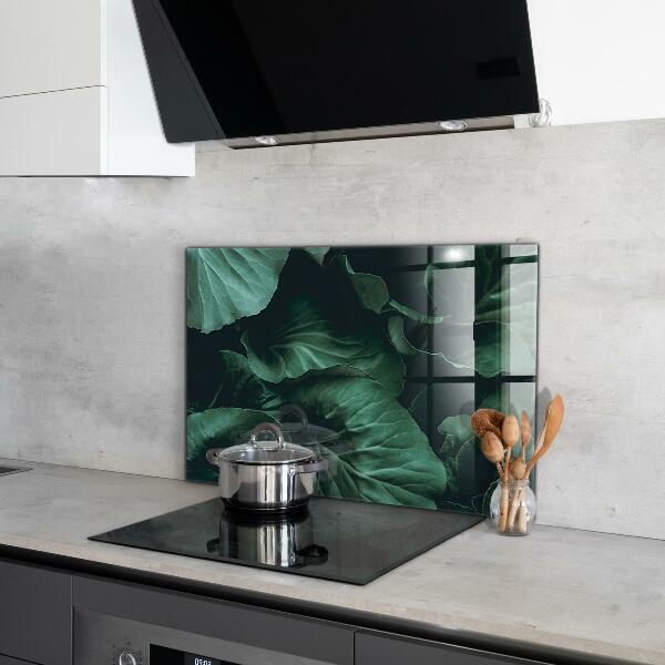Kitchen splashback Dark green leaves