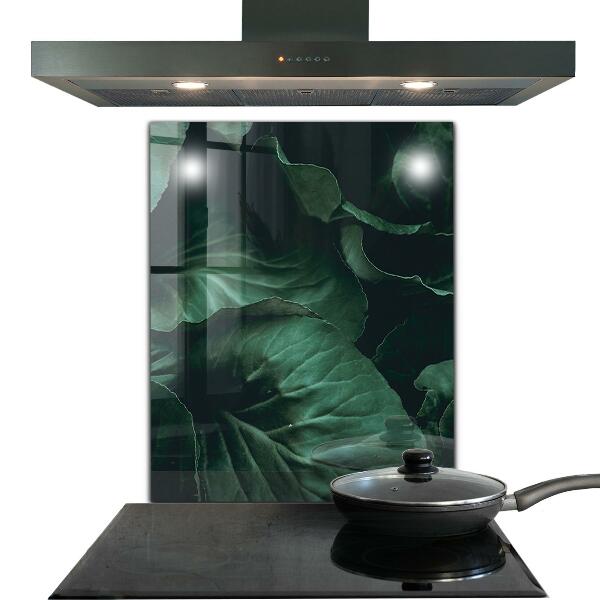 Kitchen splashback Dark green leaves