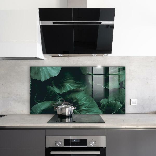 Kitchen splashback Dark green leaves
