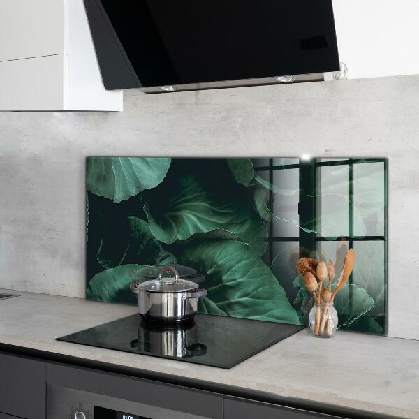 Kitchen splashback Dark green leaves