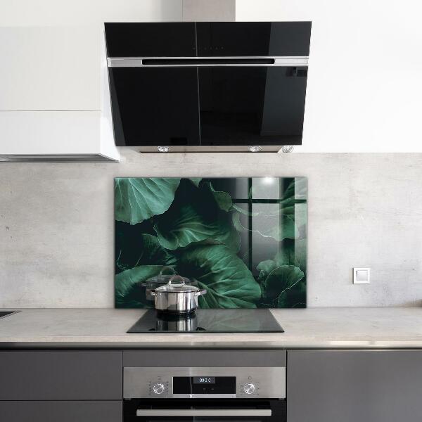 Kitchen splashback Dark green leaves