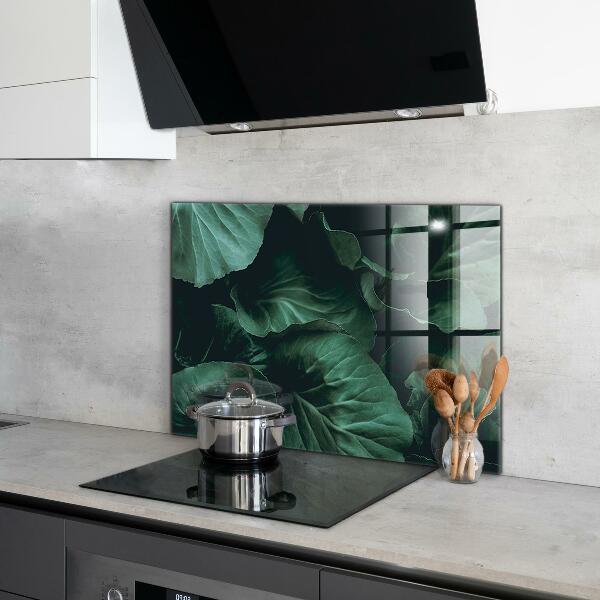 Kitchen splashback Dark green leaves