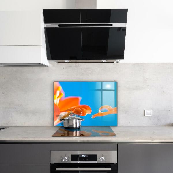 Kitchen splashback Orange flower