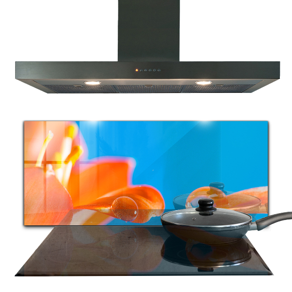 Kitchen splashback Orange flower