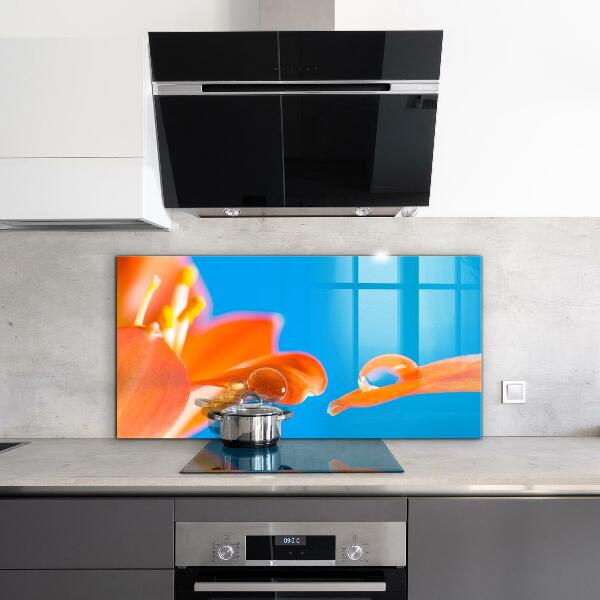 Kitchen splashback Orange flower