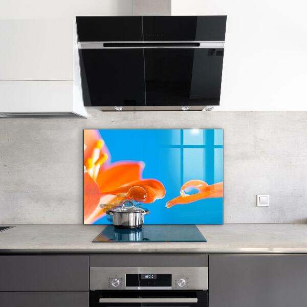 Kitchen splashback Orange flower