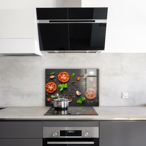 Kitchen splashback Italian cuisine basil tomatoes