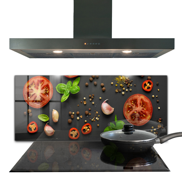Kitchen splashback Italian cuisine basil tomatoes