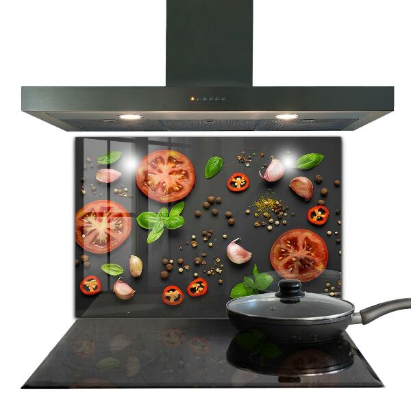 Kitchen splashback Italian cuisine basil tomatoes