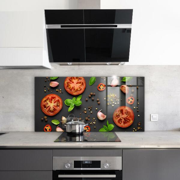 Kitchen splashback Italian cuisine basil tomatoes