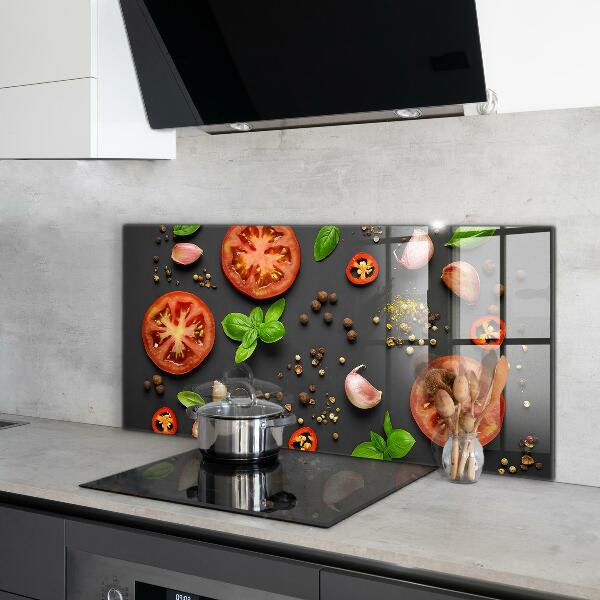 Kitchen splashback Italian cuisine basil tomatoes