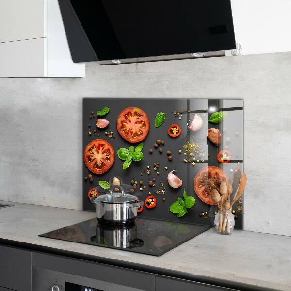 Kitchen splashback Italian cuisine basil tomatoes