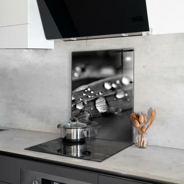 Kitchen splashback Leaf rosa black and white
