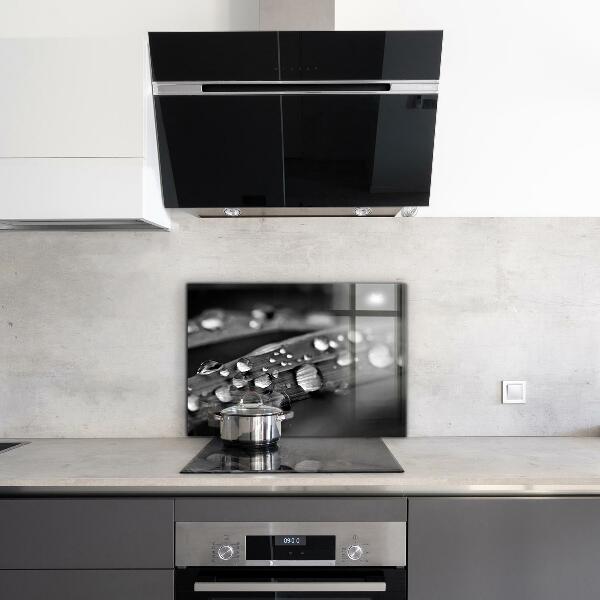 Kitchen splashback Leaf rosa black and white