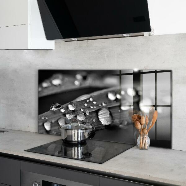 Kitchen splashback Leaf rosa black and white