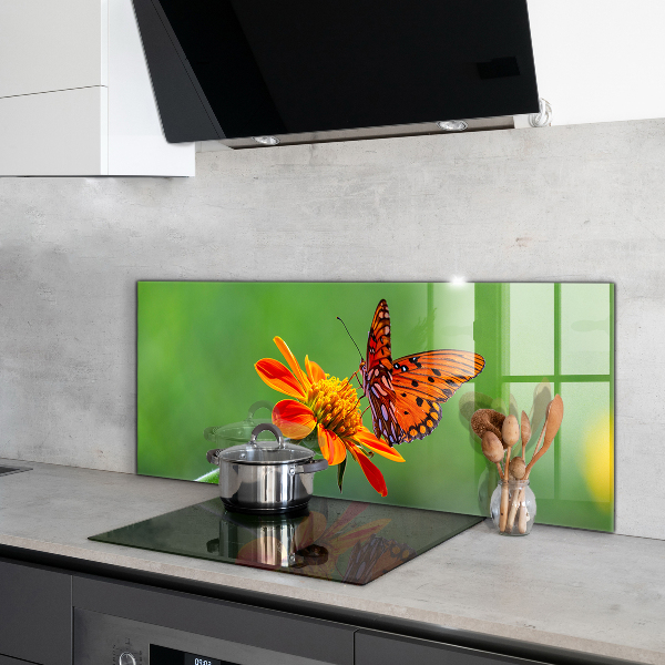 Kitchen splashback Butterfly on a summer flower