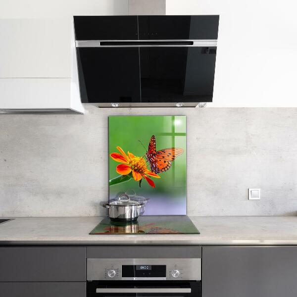 Kitchen splashback Butterfly on a summer flower