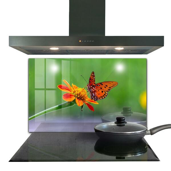 Kitchen splashback Butterfly on a summer flower