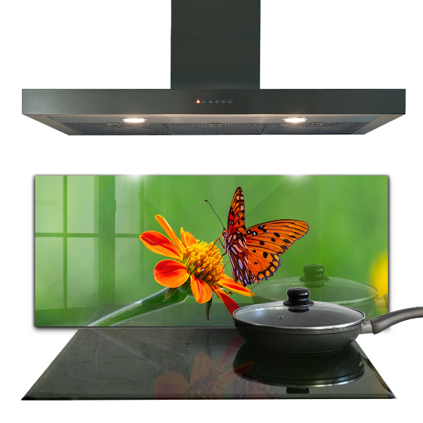 Kitchen splashback Butterfly on a summer flower