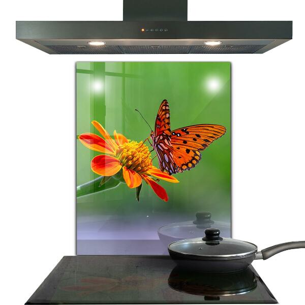 Kitchen splashback Butterfly on a summer flower